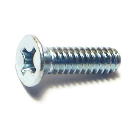 #6-32 X 1/2 In Phillips Flat Machine Screw, Zinc Plated Steel, 100 PK